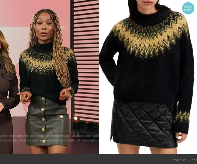 All Saints Clyde Funnel Neck Sweater worn by Zuri Hall on Access Hollywood