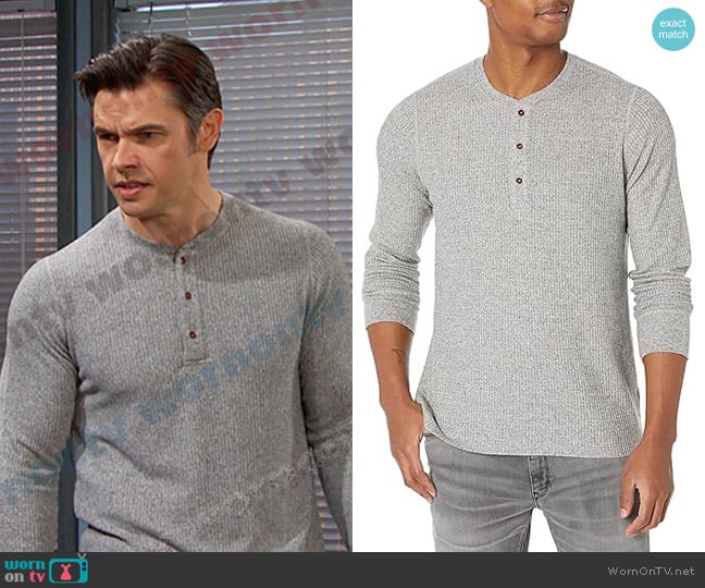 Velvet by Graham & Spencer Anthony Long Sleeve Henley in Marled worn by Xander Kiriakis (Paul Telfer) on Days of our Lives