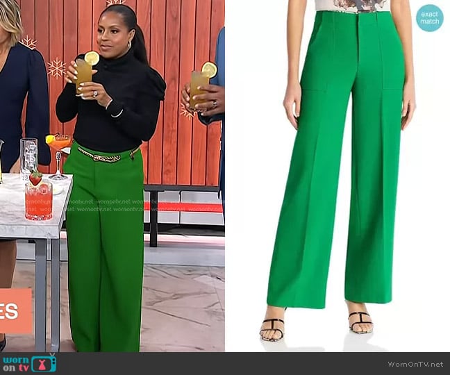 Aqua Wide Leg Pants in Green worn by Sheinelle Jones on Today