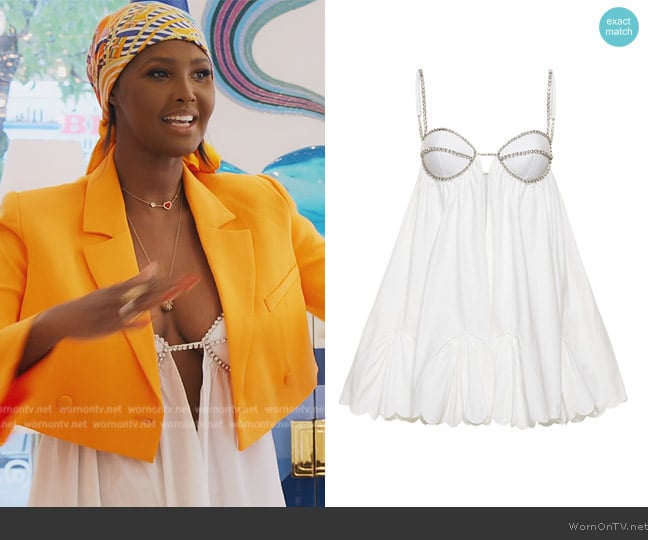 Area Embellished poplin scallop mini dress worn by Ubah Hassan on The Real Housewives of New York City