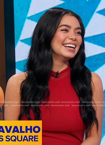 Auliʻi Cravalho’s red knit dress on Good Morning America