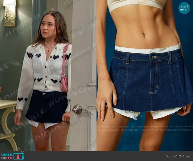 BDG Sammi Layered Denim Micro Mini Skirt worn by Sophia (Madelyn Kientz) on Days of our Lives