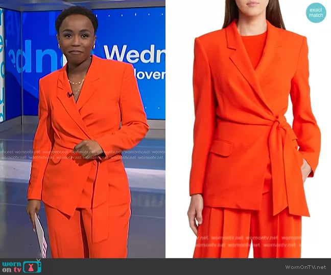 BOSS Jawana Wrap Blazer worn by Zinhle Essamuah on NBC News Daily