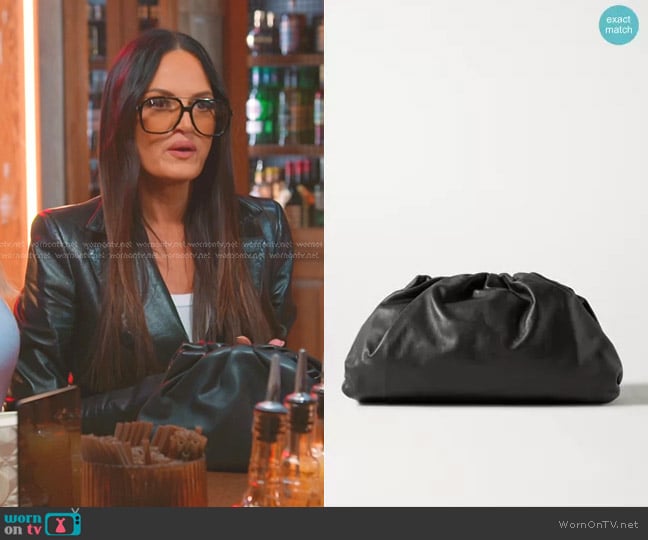 Bottega Veneta The Pouch Leather Clutch worn by Lisa Barlow on The Real Housewives of Salt Lake City