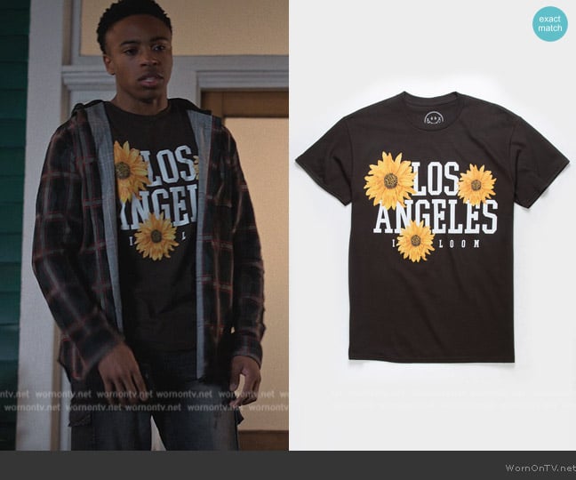 CVLA Sun Flowers Mens Tee worn by Kenny Payne (Dallas Dupree Young) on Cobra Kai