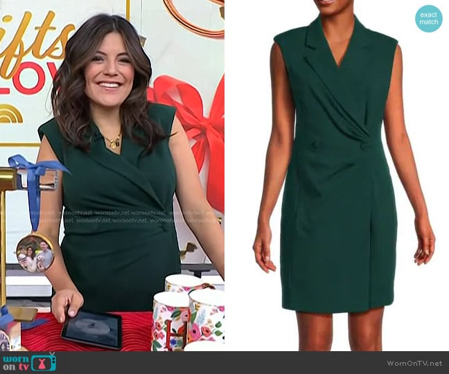 Calvin Klein Ruched Sleeveless Mini Blazer Dress in Malachite worn by Adrianna Barrionuevo Brach on Today