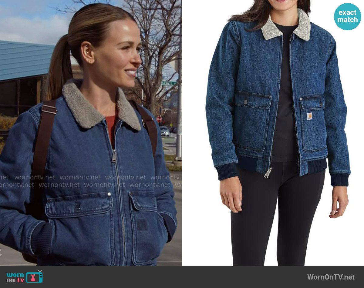 Carhartt Relaxed Fit Denim Sherpa-Lined Jacket worn by Lyla Novak (Jocelyn Hudon) on Chicago Fire