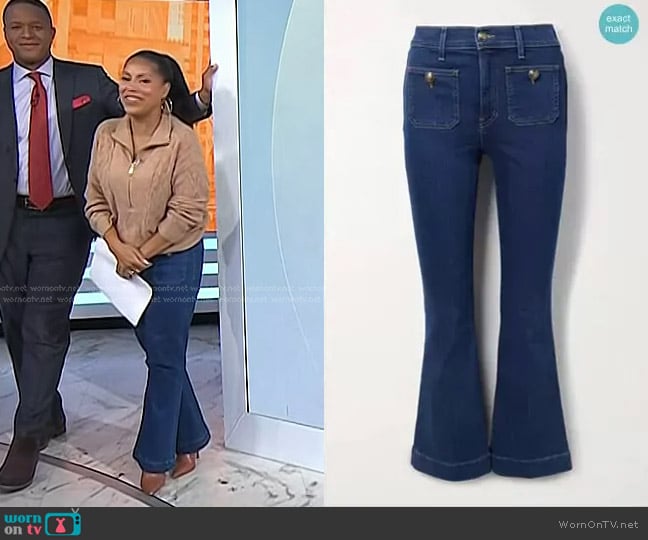 Veronica Beard Carson High Rise Flared Jeans worn by Sheinelle Jones on Today