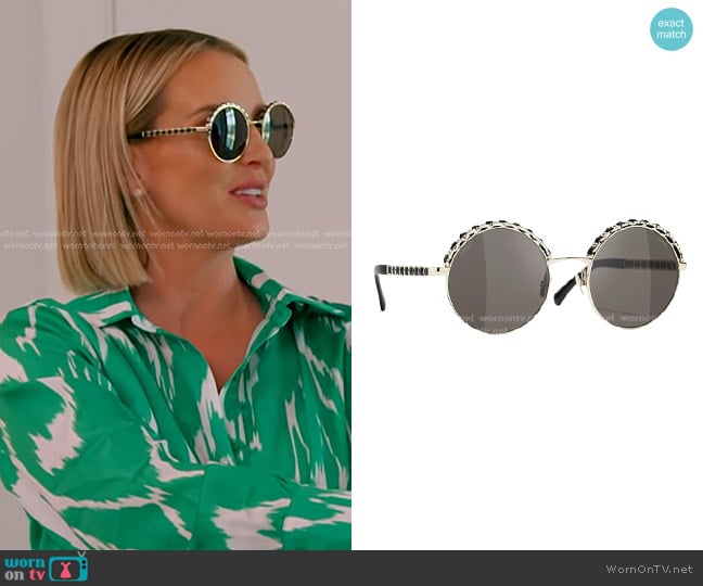 Chanel Round Sunglasses in Metal & Calfskin worn by Whitney Rose on The Real Housewives of Salt Lake City