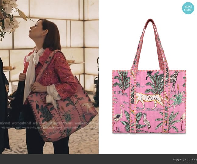 Conscious Yoga Collective The Ultimate Velvet Jungle Tote In Pink worn by Elsbeth Tascioni (Carrie Preston) on Elsbeth