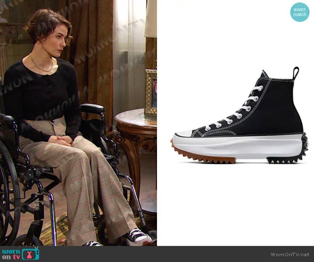 Converse Unisex Run Star Hike Canvas Platform in Black/White/Gum worn by Sarah Horton (Linsey Godfrey) on Days of our Lives