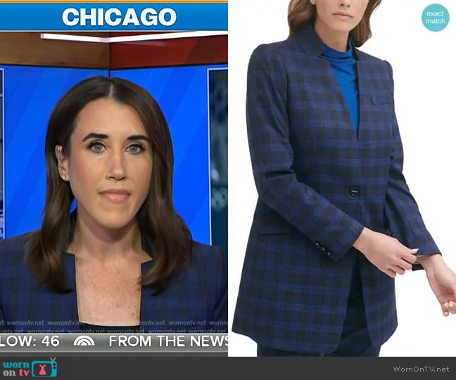 DKNY One-Button Plaid Blazer worn by Maggie Vespa on Today