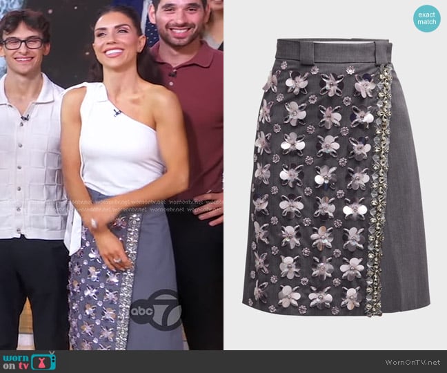 Des Phemmes Embellished Wrap Suiting Skirt worn by Jenna Johnson on Good Morning America