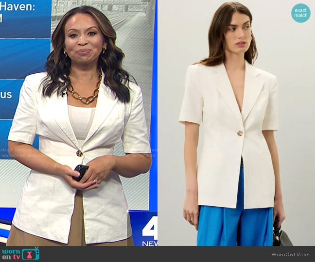 Eudon Choi Collective Short Sleeve Linen Blazer worn by Adelle Caballero on Today