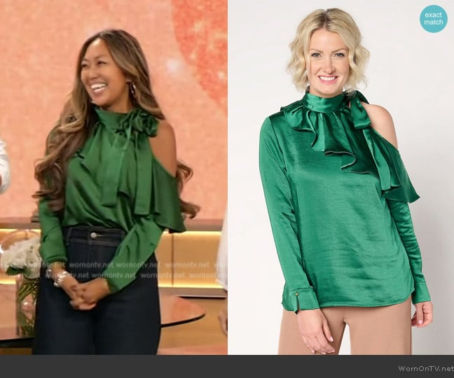 Fierce by Mally Alexis Ruffle Off Shoulder Blouse worn by Mally Roncal on The Drew Barrymore Show