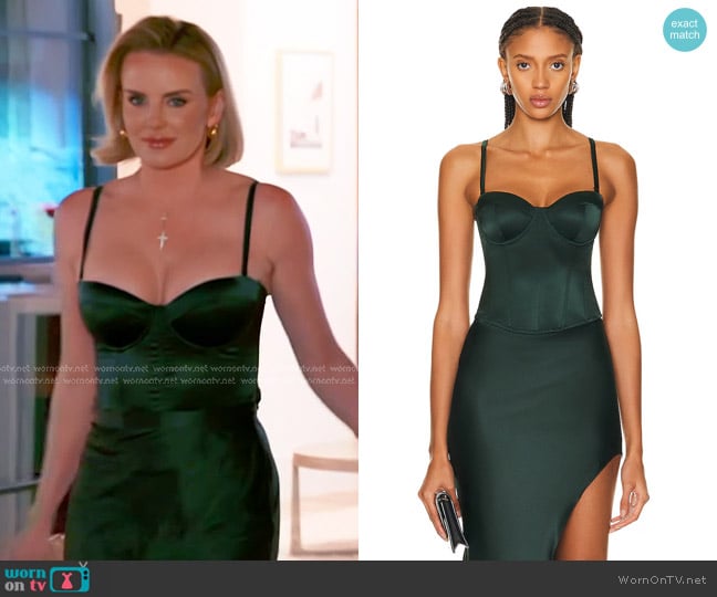 Fleur Du Mal Hamptons Bustier Top in Envy worn by Whitney Rose on The Real Housewives of Salt Lake City