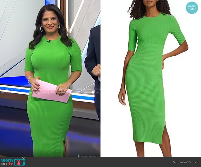 Frame Mixed Rib Midi Sweater Dress worn by Darlene Rodriguez on Today