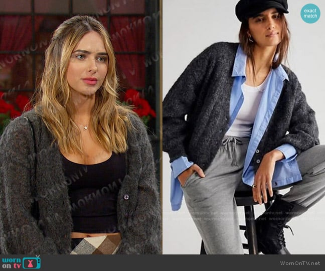 Free People Amelia Alpaca Cardigan worn by Holly Jonas (Ashley Puzemis) on Days of our Lives