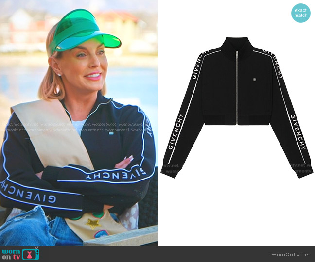 Givenchy Slim-fit Cropped Jogger Jacket in jersey with bands worn by Whitney Rose on The Real Housewives of Salt Lake City