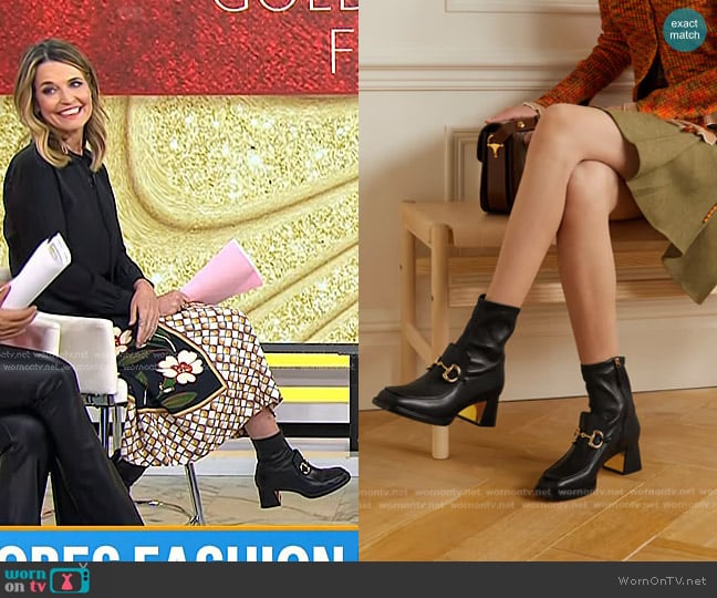 Gucci Horsebit-Detailed Leather Ankle Boots worn by Savannah Guthrie on Today