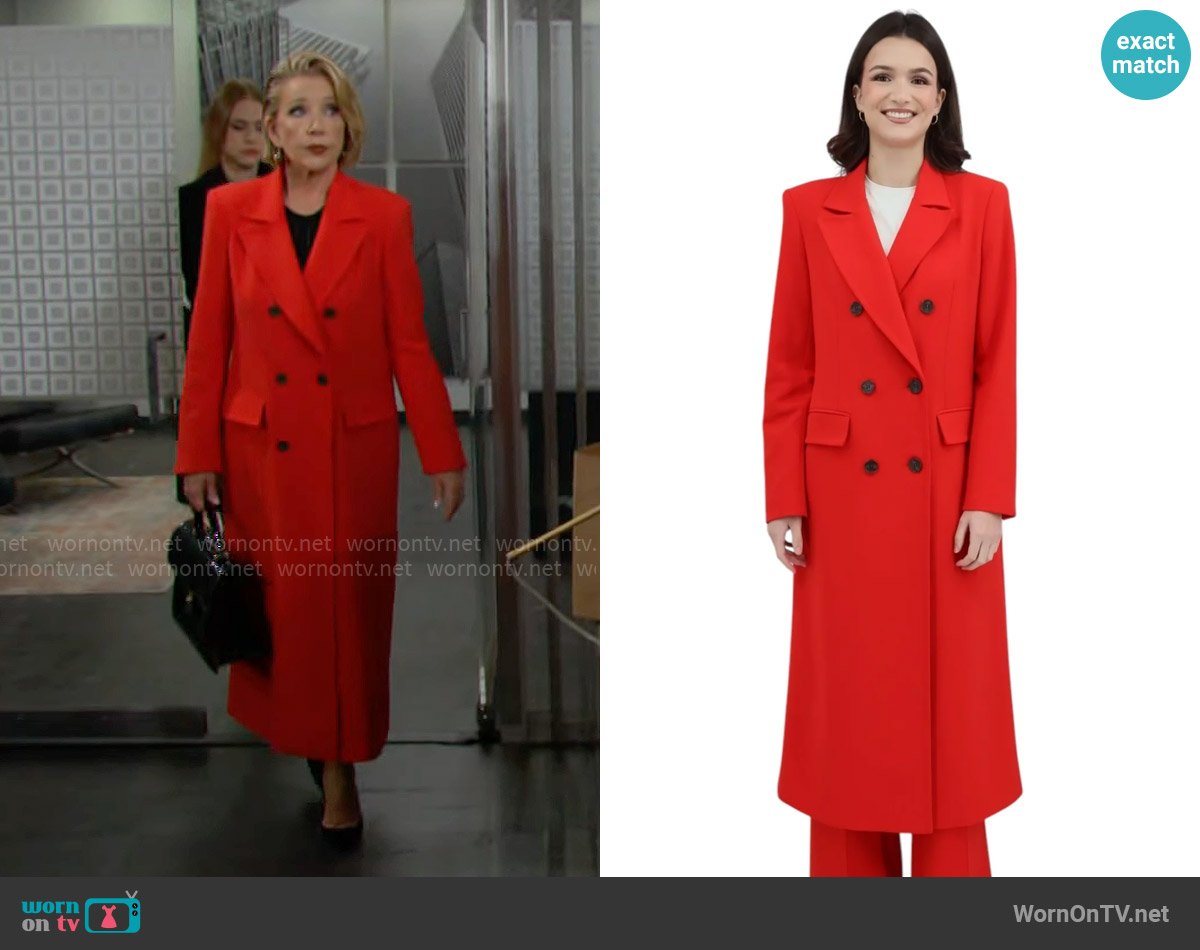 Iris Setlakwe Long Coat in Red worn by Nick Newman (Joshua Morrow) on The Young and the Restless