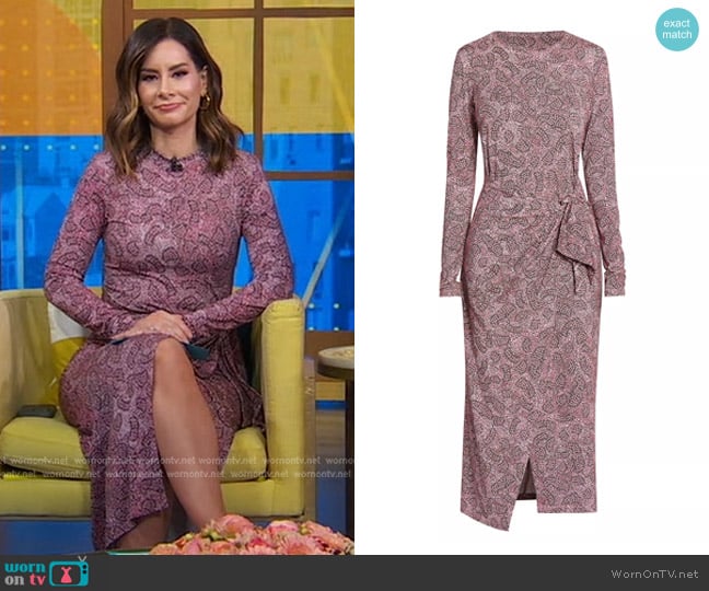 Isabel Marant Étoile Lisy Dress in Antik Pink/ Black worn by Rebecca Jarvis on Good Morning America