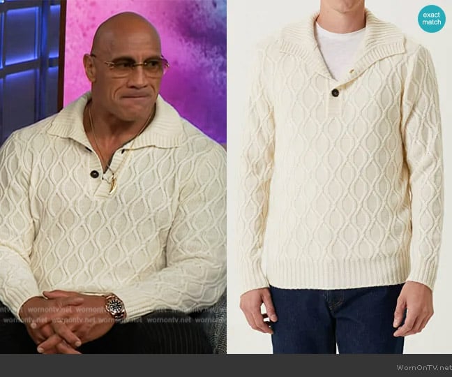 Isaia Cable Knit Cashmere Sweater worn by Dwayne Johnson on The Kelly Clarkson Show