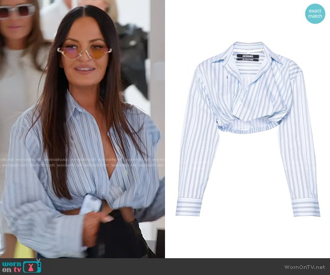 Jacquemus La Chemise Bahia Striped Shirt worn by Lisa Barlow on The Real Housewives of Salt Lake City