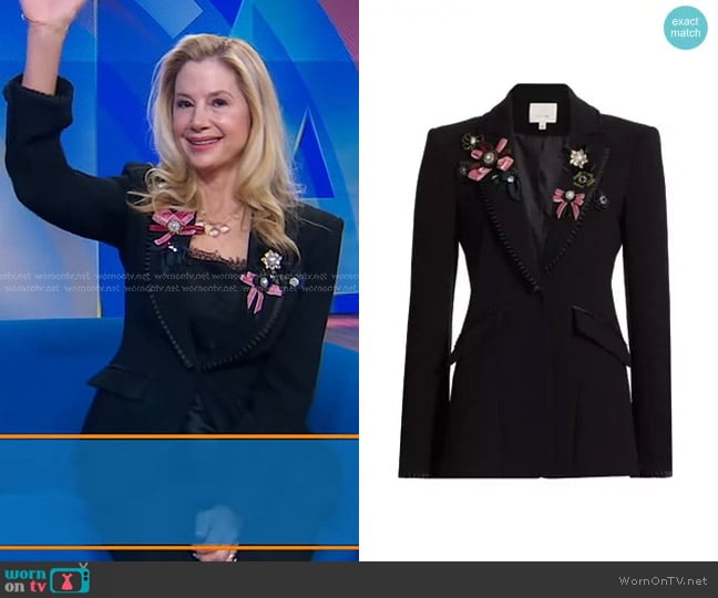 Cinq a Sept Jaden Ribbon Appliqué Blazer worn by Mira Sorvino on Good Morning America