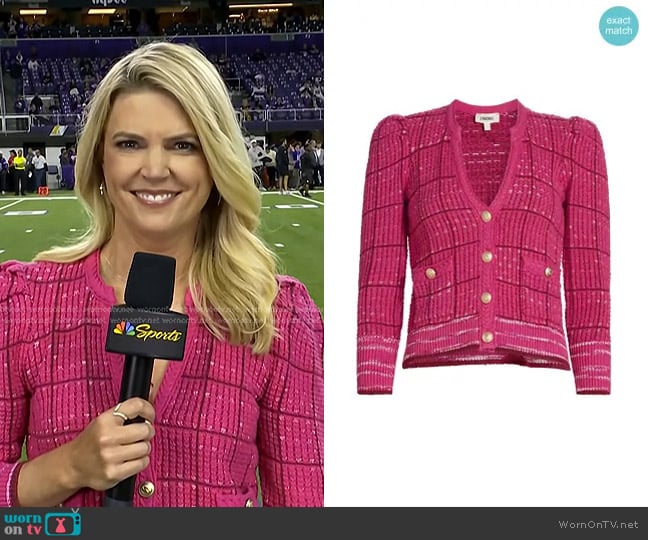 L'Agence Jenni Cardigan in Pink Multi worn by Melissa Stark on Today