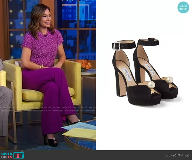 Jimmy Choo Socorie Platform Sandals worn by Rebecca Jarvis on Good Morning America