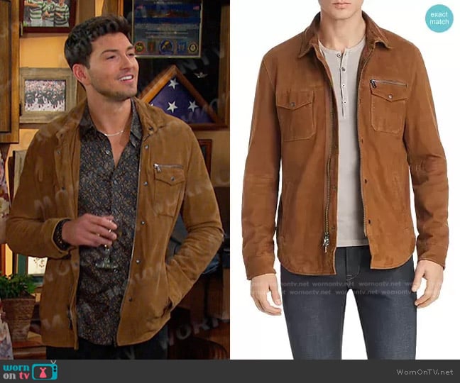 John Varvatos Camel Shilo Suede Jacket worn by Alexander Kiriakis (Robert Scott Wilson) on Days of our Lives