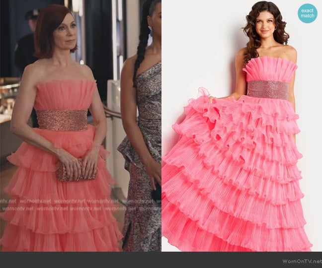 Jovani Embellished Waist A-Line Prom Dress worn by Elsbeth Tascioni (Carrie Preston) on Elsbeth