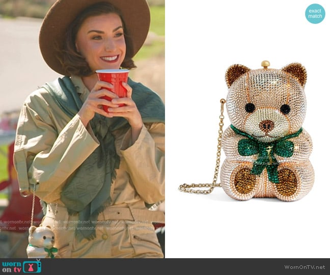 Judith Leiber Embellished Harrods Bear Clutch Bag worn by Bronwyn Newport on The Real Housewives of Salt Lake City