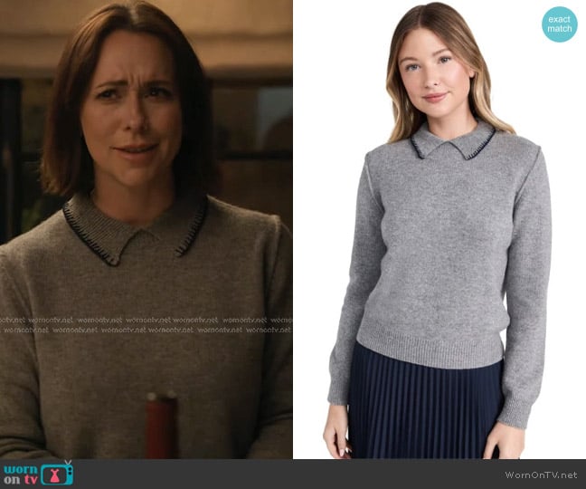 Jumper 1234 Blanket Stitch Collar Sweater worn by Maddie Kendall (Jennifer Love Hewitt) on 9-1-1