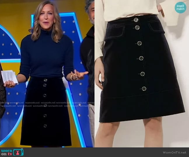 Karen Millen Tailored Velvet Skirt worn by Lara Spencer on Good Morning America