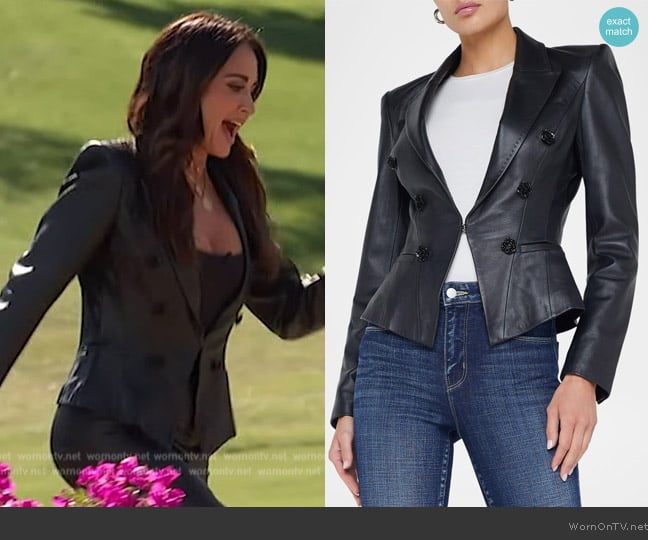 L'Agence Andalusia Tailored Leather Blazer worn by Kyle Richards on Live with Kelly and Mark