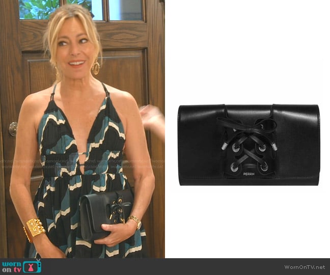 Perrin Paris Le Corset Grained Leather Clutch worn by Sutton Stracke on The Real Housewives of Beverly Hills