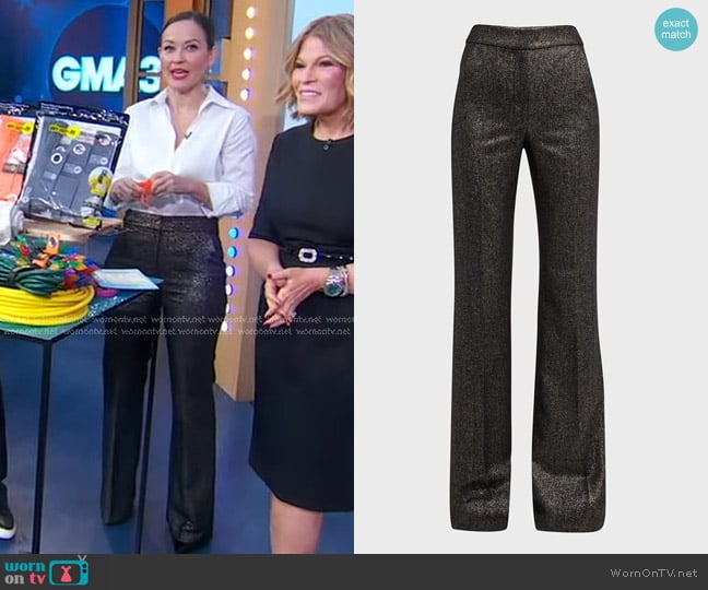 Veronica Beard Lebone Sparkly Wide-Leg Tailored Pants worn by Eva Pilgrim on Good Morning America