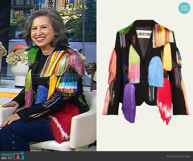 Libertine Fringe With Benefits Short Blazer Jacket worn by Elizabeth Kahane on Today