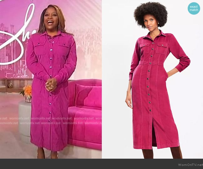 Loft Corduroy Midi Pocket Shirtdress worn by Sherri Shepherd on Sherri