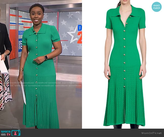 Sandro Lorel Short Sleeve Maxi Shirtdress worn by Zinhle Essamuah on NBC News Daily