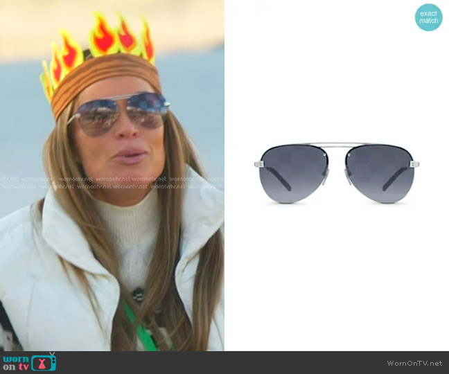 Louis Vuitton Clockwise Sunglasses in Silver worn by Britani Bateman on The Real Housewives of Salt Lake City