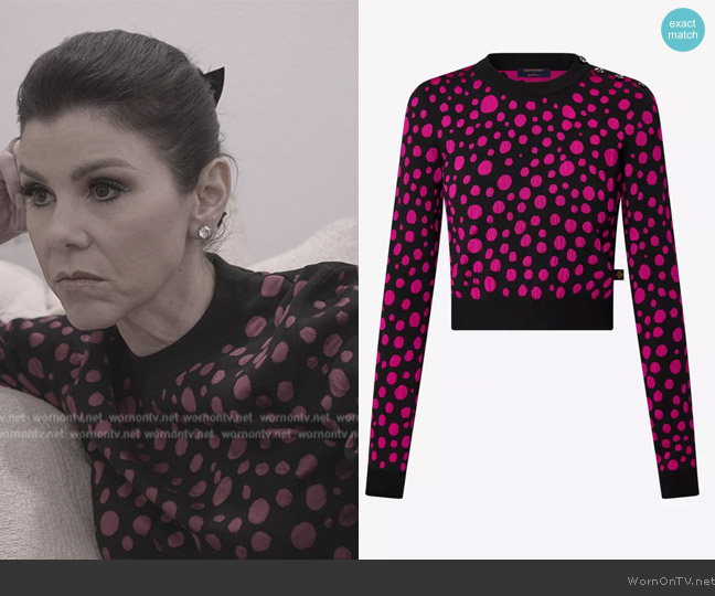 Louis Vuitton  X Yayoi Kusama Infinity Dots graphic-print cotton-blend jumper worn by Heather Dubrow on The Real Housewives of Orange County