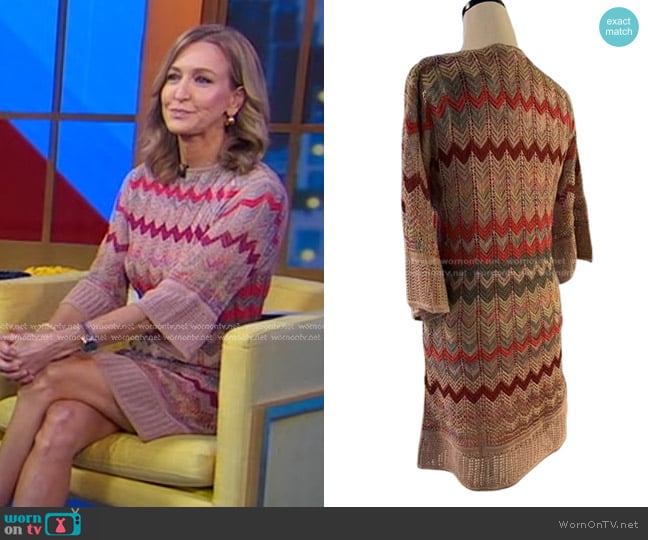 Missoni Wide Sleeve Keyhole Dress in Raspberry worn by Lara Spencer on Good Morning America