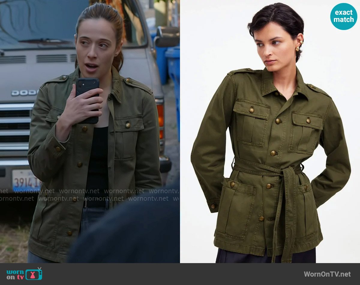 Madewell Chino Safari Jacket in Faded Ivy worn by Kim Burgess (Marina Squerciati) on Chicago PD