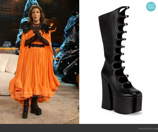 Marc Jacobs The Kiki 150MM Platform Leather Knee-High Boots worn by Drew Barrymore on The Drew Barrymore Show