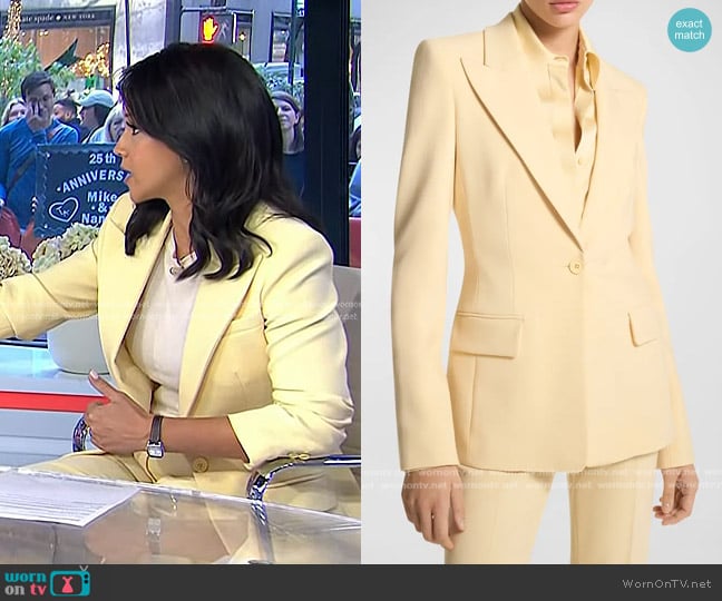 Michael Kors Collection Georgina One-Button Wool Blazer in Parchment worn by Laura Jarrett on Today