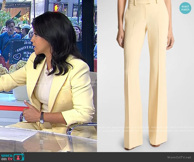 Michael Kors Collection Haylee Flare Crepe Trousers in Parchment worn by Laura Jarrett on Today