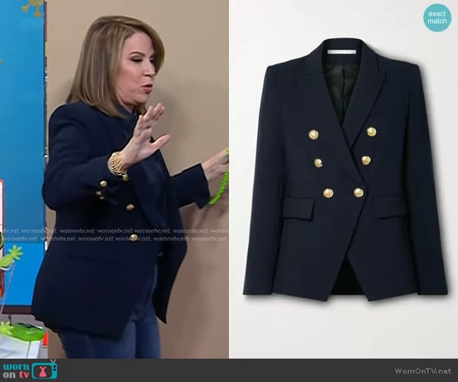 Veronica Beard Miller Dickey Jacket in Navy with Gold Buttons worn by Stephanie Oppenheim on Today